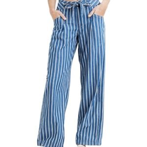 American Eagle Hi-Rise Wide Leg Stripe Pant, Blue/White, Sz 14 Short, NWT